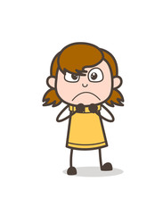 Fearful Face - Cute Cartoon Girl Illustration