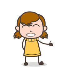 Grimacing Face - Cute Cartoon Girl Illustration