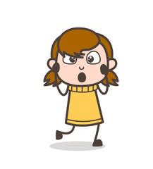 Frowning Facial Expression - Cute Cartoon Girl Illustration