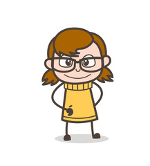 Fancy Big Eye Frame - Cute Cartoon Girl Illustration