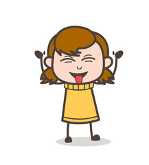 Caricature Face - Cute Cartoon Girl Illustration