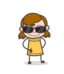 Fancy Eyewear - Cute Cartoon Girl Illustration