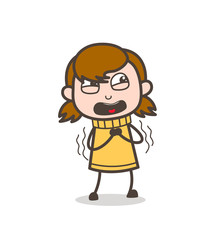 Worried Kid Screaming Face - Cute Cartoon Girl Illustration
