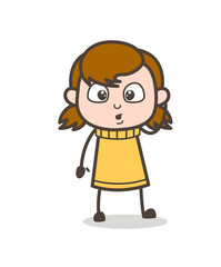 Hushed Face Expression - Cute Cartoon Girl Illustration