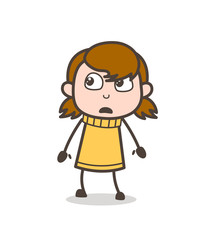 Worried Kid Face Expression - Cute Cartoon Girl Illustration