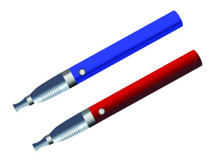 electronic cigarette blue and red e-cigarette vaping simple color realistic vector illustration