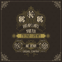 Old vintage card with griffin and floral ornament - vector