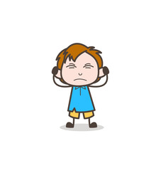 Irritated Little Boy Expression - Cute Cartoon Kid Vector
