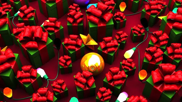 Christmas Gift Boxes On Red Background.
Loop able 3DCG render Animation.