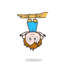 Hanging Upside Down - Cute Cartoon Kid Vector
