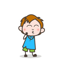 Blushing Boy Blowing Kiss - Cute Cartoon Kid Vector