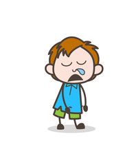 Funny Sleepy Face Expression - Cute Cartoon Kid Vector