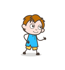 Happy Smiling Boy Walking Pose - Cute Cartoon Kid Vector