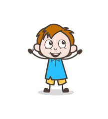 Joyful Little Boy - Cute Cartoon Kid Vector