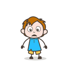 Little Kid Frowning Facial Expression - Cute Cartoon Kid Vector