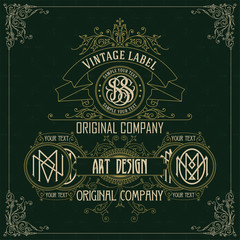 Old vintage card with griffin and floral ornament - vector