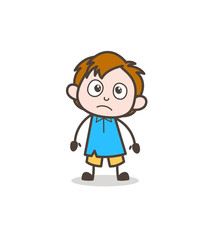 Worried Little Boy Face - Cute Cartoon Kid Vector