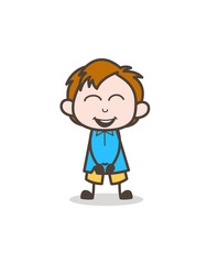 Small Boy Laughing Face - Cute Cartoon Kid Vector