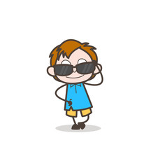 Modern Boy with Sunglasses - Cute Cartoon Kid Vector