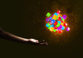 Idea of new technologies and integration presented by cube figure