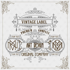 Old vintage card with griffin and floral ornament - vector