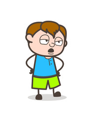 Disappointed Kid Speaking Expression - Cute Cartoon Boy Illustration