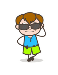 Modern Kid with Stylish Sunglasses - Cute Cartoon Boy Illustration