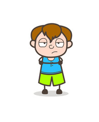 Upset and Unhappy Face Expression - Cute Cartoon Boy Illustration