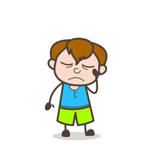 Sad Kid Face - Cute Cartoon Boy Illustration