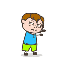 Forcefully Face Expression - Cute Cartoon Boy Illustration