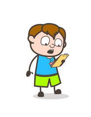 Little Kid Announcing Result - Cute Cartoon Boy Illustration