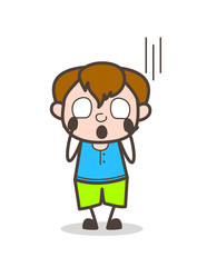 Screaming in Fear - Cute Cartoon Boy Illustration