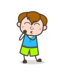 Lovely Shy Expression - Cute Cartoon Boy Illustration