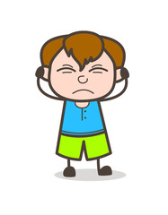 Irritated Kid Face - Cute Cartoon Boy Illustration