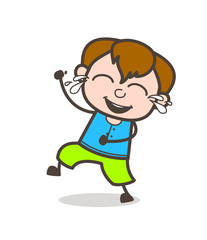 Laughing Kid with Tears of Joy - Cute Cartoon Boy Illustration