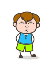 Ouch Face Expression - Cute Cartoon Boy Illustration