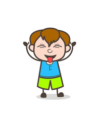 Teasing Tongue Face Expression - Cute Cartoon Boy Illustration