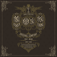 Old vintage card with griffin and floral ornament - vector