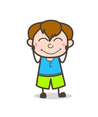 Blushing Kid Face - Cute Cartoon Boy Illustration
