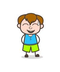 Joyful Face with Sweat - Cute Cartoon Boy Illustration