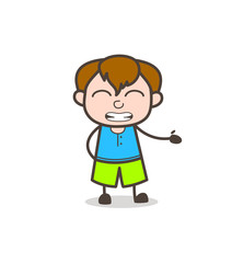 Grimacing Face Expression - Cute Cartoon Boy Illustration
