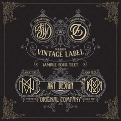 Old vintage card with griffin and floral ornament - vector