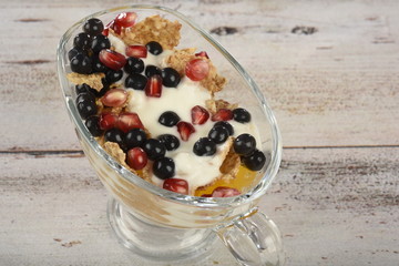 fruits with yogur and cream