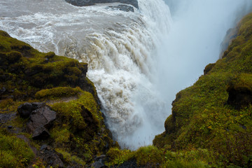 Iceland, waterfall Gullfoss tour of the Golden ring