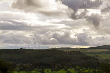 Fototapeta na wymiar View of a cloudy sky in the scottish countryside, Scotland.