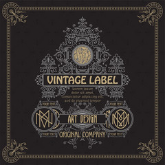 Old vintage card with griffin and floral ornament - vector