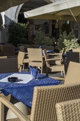Tables outside of the cafe