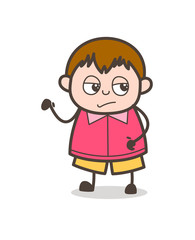 Unamused Facial Expression - Cute Cartoon Fat Kid Illustration