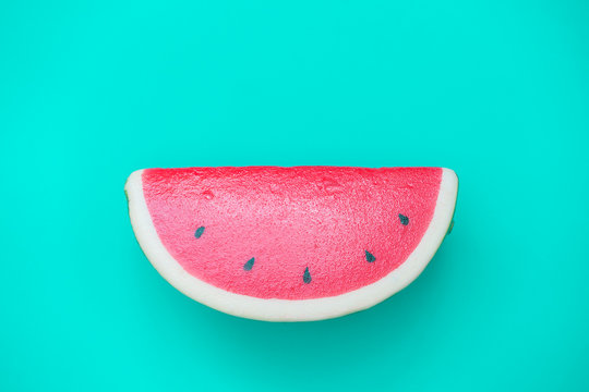 Pattern red watermelon on background. Flat lay, top view