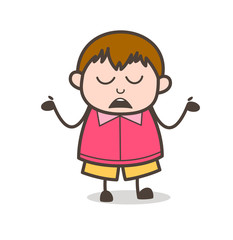 Unaware Expression - Cute Cartoon Fat Kid Illustration